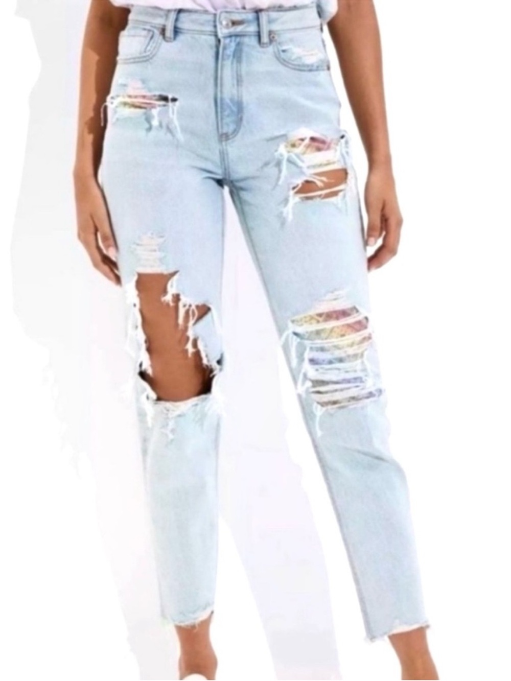 AE - Patchwork Distressed Mom Jeans